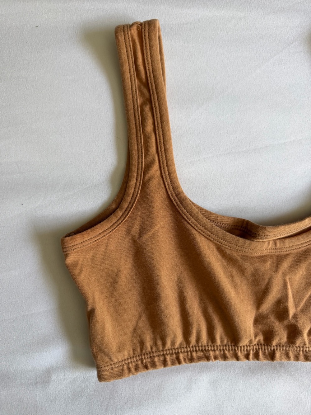 ARQ Organic Cotton Pecan Orange Tan Wide Strap No Wire Bra Bralette - Picture 4 of 12